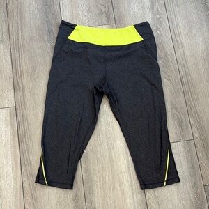 MM317 Kyodan Black and Yellow Athletic Capris with Neon Waistband